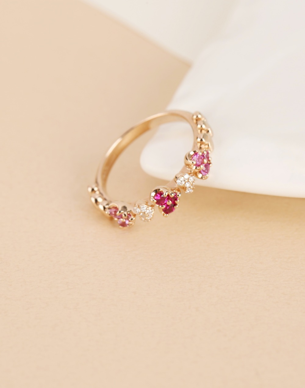 Red Rose Like Diamond, Ruby, Pink Sapphire Ring