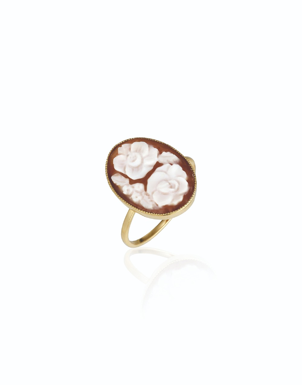 White Rose Shell Cameo Ring