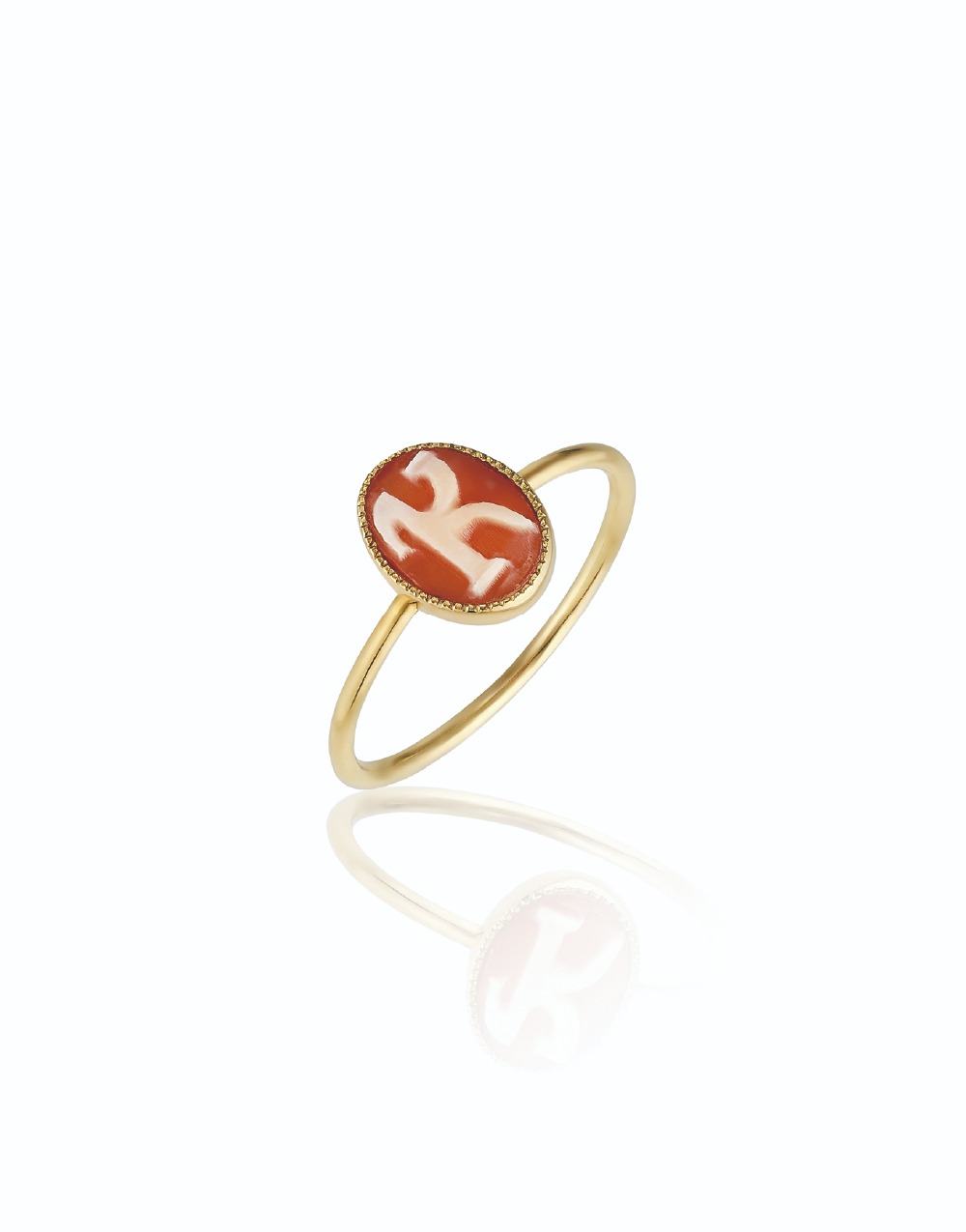 Initial Shell Cameo Ring